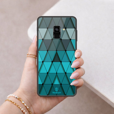 Samsung Galaxy A8 2018 Cover - ONation Pyramid Series - HQ Ultra Shine Premium Infinity Glass Soft Silicon Borders Case