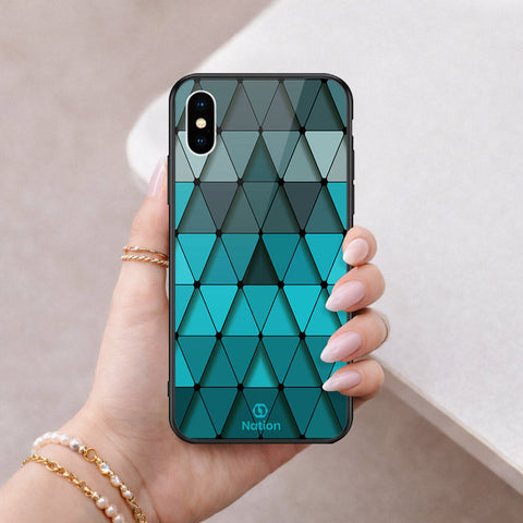 iPhone XS / X - ONation Pyramid Series - HQ Ultra Shine Premium Infinity Glass Soft Silicon Borders Case