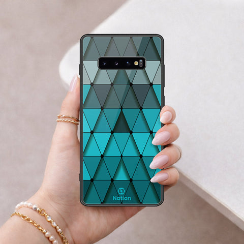 Samsung Galaxy S10 Plus Cover - ONation Pyramid Series - HQ Ultra Shine Premium Infinity Glass Soft Silicon Borders Case