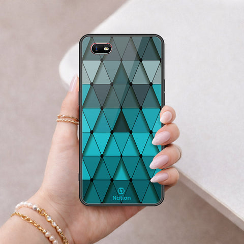Oppo A1k Cover - ONation Pyramid Series - HQ Ultra Shine Premium Infinity Glass Soft Silicon Borders Case