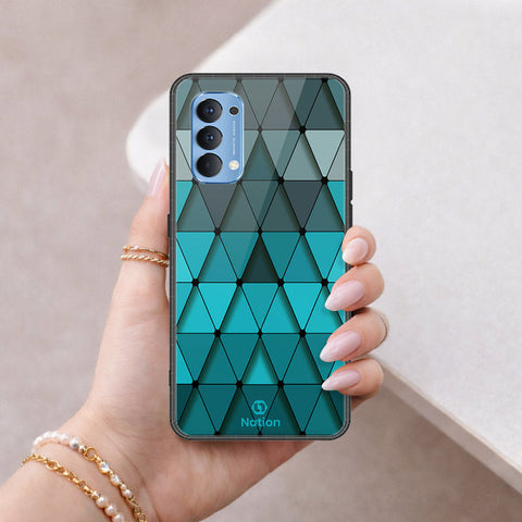 Oppo Reno 4 Cover - ONation Pyramid Series - HQ Ultra Shine Premium Infinity Glass Soft Silicon Borders Case