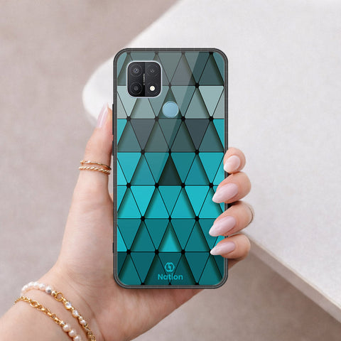 Oppo A15 Cover - ONation Pyramid Series - HQ Ultra Shine Premium Infinity Glass Soft Silicon Borders Case
