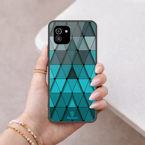 Samsung Galaxy A03 Cover - ONation Pyramid Series - HQ Ultra Shine Premium Infinity Glass Soft Silicon Borders Case