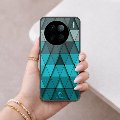 Vivo X90 Pro Cover - ONation Pyramid Series - HQ Ultra Shine Premium Infinity Glass Soft Silicon Borders Case