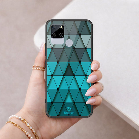 Realme C12 Cover - ONation Pyramid Series - HQ Ultra Shine Premium Infinity Glass Soft Silicon Borders Case