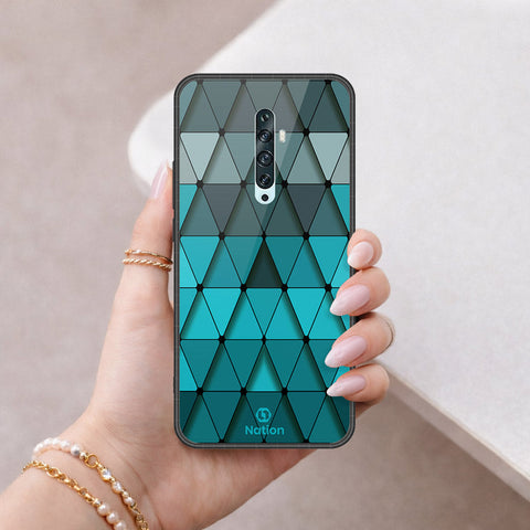 Oppo Reno 2 Cover - ONation Pyramid Series - HQ Ultra Shine Premium Infinity Glass Soft Silicon Borders Case