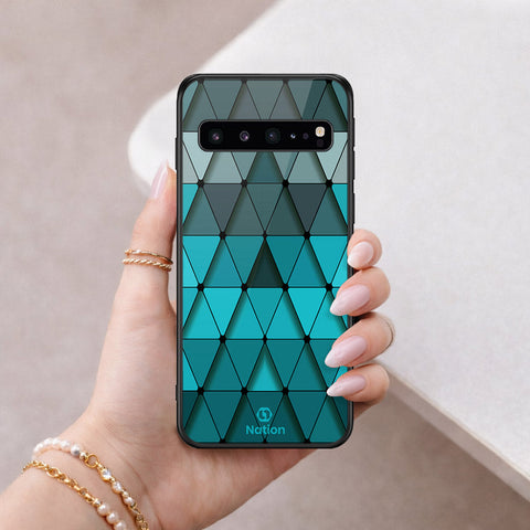 Samsung Galaxy S10 5G Cover - ONation Pyramid Series - HQ Ultra Shine Premium Infinity Glass Soft Silicon Borders Case