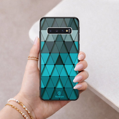 Samsung Galaxy S10 Cover - ONation Pyramid Series - HQ Ultra Shine Premium Infinity Glass Soft Silicon Borders Case