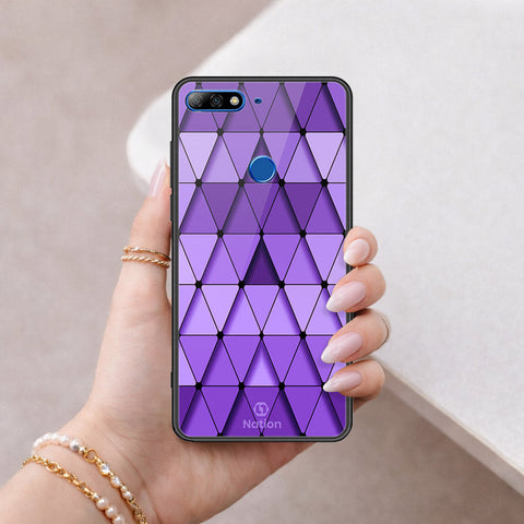 Huawei Y7 2018 Cover - ONation Pyramid Series - HQ Ultra Shine Premium Infinity Glass Soft Silicon Borders Case