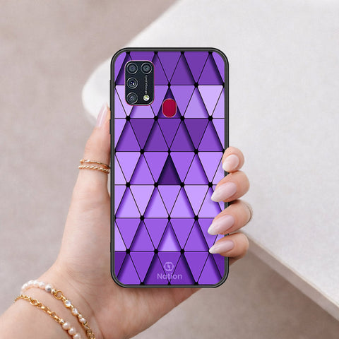 Samsung Galaxy M21s Cover - ONation Pyramid Series - HQ Ultra Shine Premium Infinity Glass Soft Silicon Borders Case