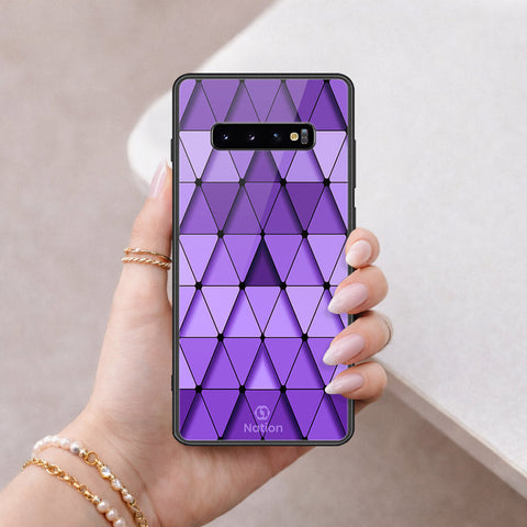 Samsung Galaxy S10 Plus Cover - ONation Pyramid Series - HQ Ultra Shine Premium Infinity Glass Soft Silicon Borders Case