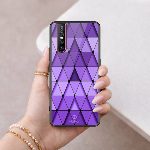 Vivo V15 Pro Cover - ONation Pyramid Series - HQ Ultra Shine Premium Infinity Glass Soft Silicon Borders Case