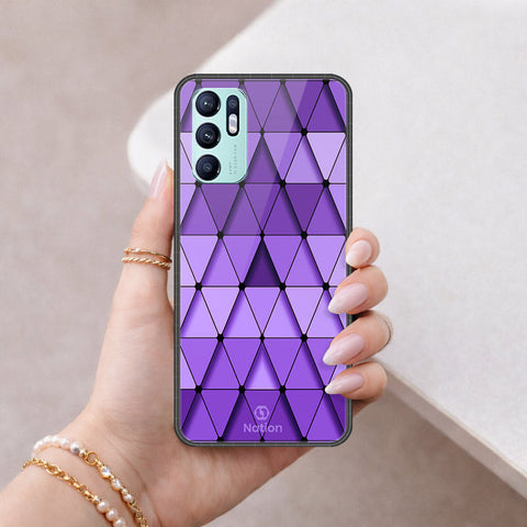 Oppo Reno 6 Cover - ONation Pyramid Series - HQ Ultra Shine Premium Infinity Glass Soft Silicon Borders Case