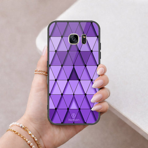 Samsung Galaxy S7 Cover - ONation Pyramid Series - HQ Ultra Shine Premium Infinity Glass Soft Silicon Borders Case