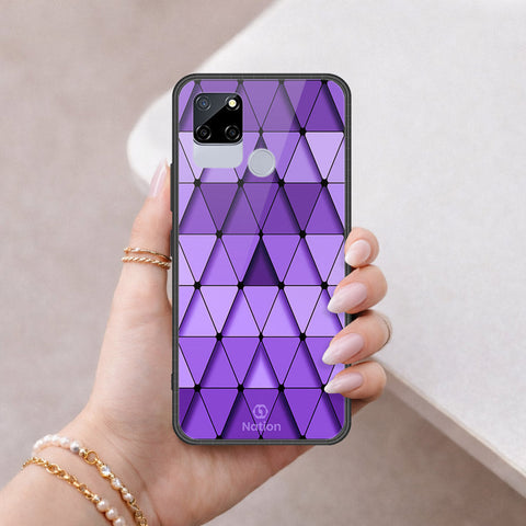 Realme C12 Cover - ONation Pyramid Series - HQ Ultra Shine Premium Infinity Glass Soft Silicon Borders Case