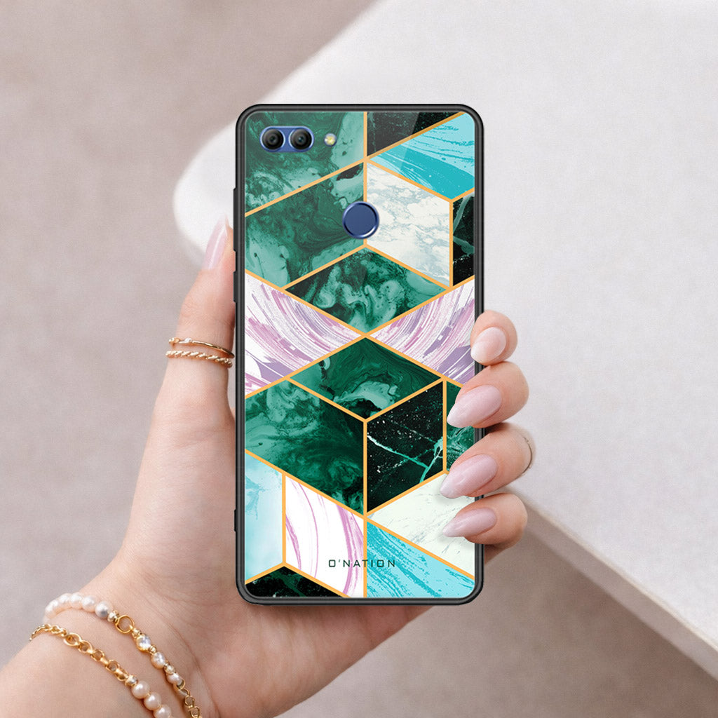 Huawei Enjoy 8 Plus Cover - O'Nation Shades of Marble Series - HQ Ultra Shine Premium Infinity Glass Soft Silicon Borders Case