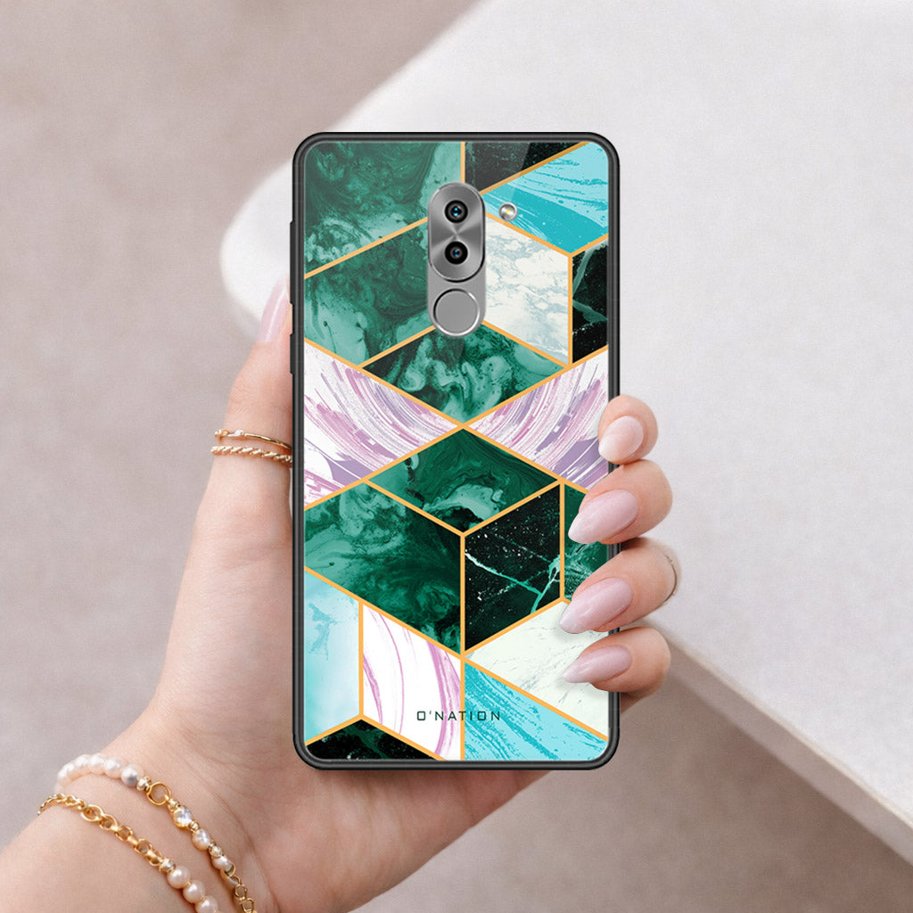 Huawei Honor 6X Cover - O'Nation Shades of Marble Series - HQ Ultra Shine Premium Infinity Glass Soft Silicon Borders Case