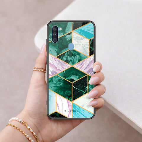 Samsung Galaxy A11 Cover - O'Nation Shades of Marble Series - HQ Ultra Shine Premium Infinity Glass Soft Silicon Borders Case