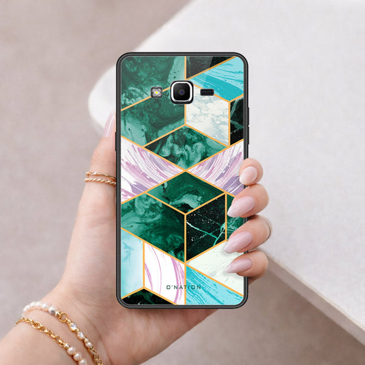 Samsung Galaxy J2 Prime Cover - O'Nation Shades of Marble Series - HQ Ultra Shine Premium Infinity Glass Soft Silicon Borders Case