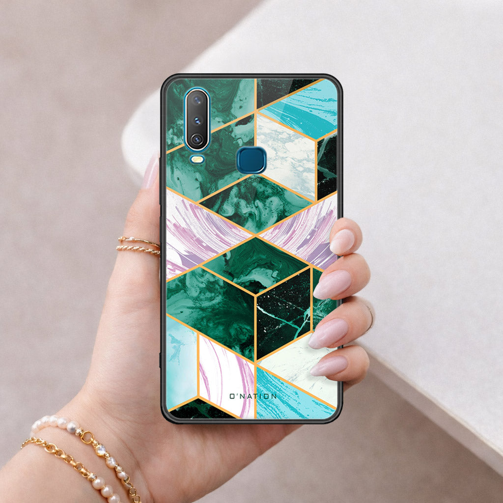 Vivo Y15 Cover - O'Nation Shades of Marble Series - HQ Ultra Shine Premium Infinity Glass Soft Silicon Borders Case