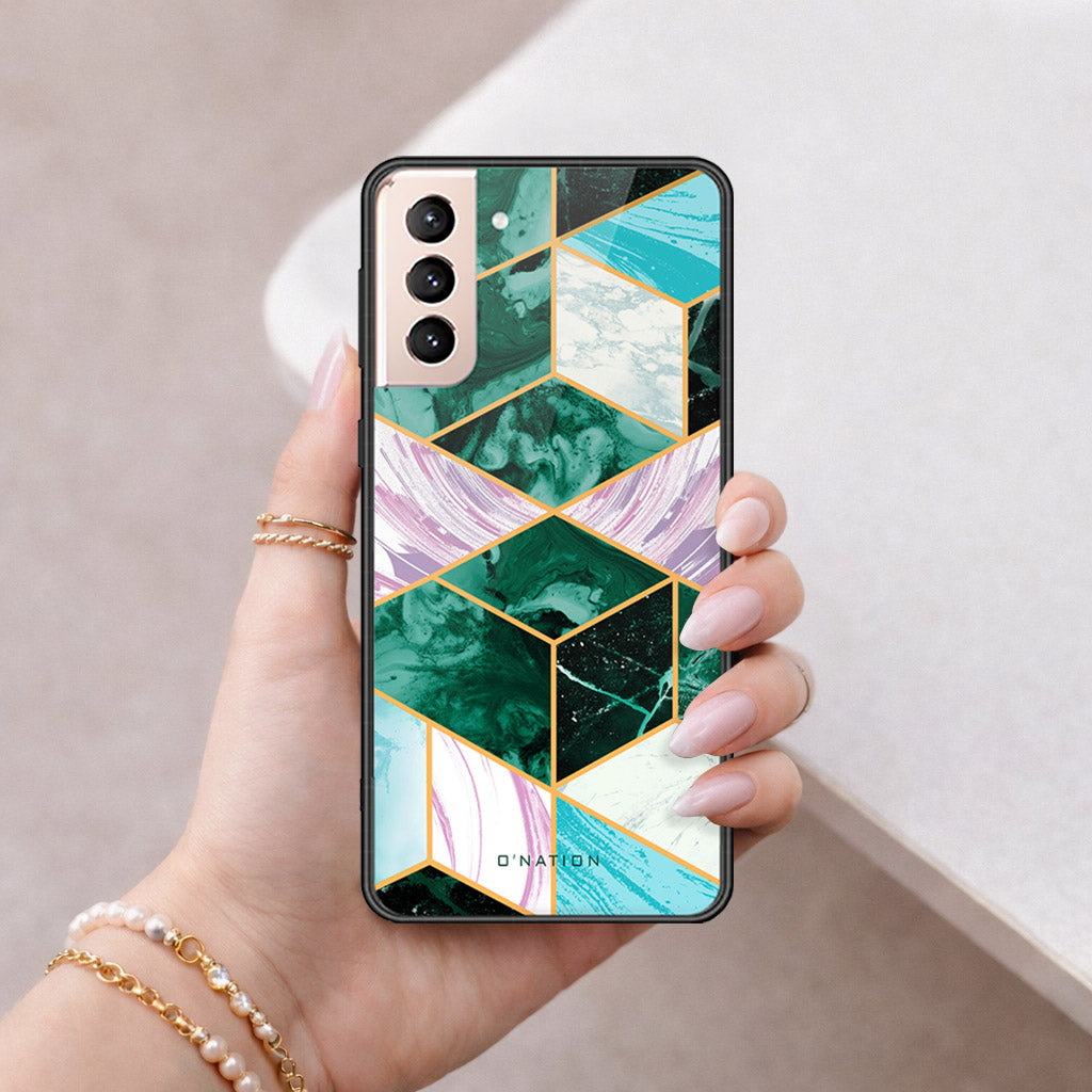 Samsung Galaxy S21 Plus 5G Cover - O'Nation Shades of Marble Series - HQ Ultra Shine Premium Infinity Glass Soft Silicon Borders Case