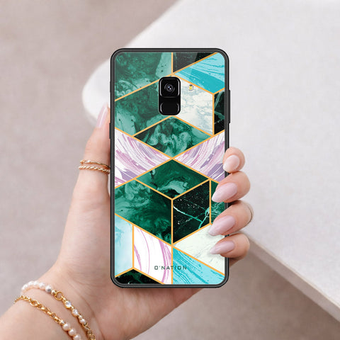 Samsung Galaxy A8 2018 Cover - O'Nation Shades of Marble Series - HQ Ultra Shine Premium Infinity Glass Soft Silicon Borders Case