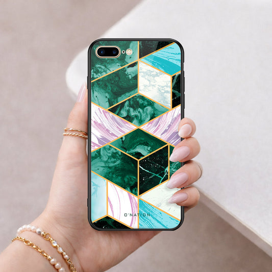 iPhone 8 Plus / 7 Plus - O'Nation Shades of Marble Series - HQ Ultra Shine Premium Infinity Glass Soft Silicon Borders Case