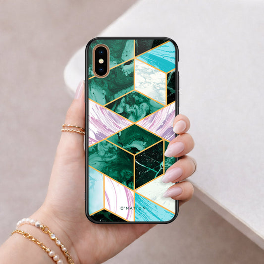iPhone XS Max - O'Nation Shades of Marble Series - HQ Ultra Shine Premium Infinity Glass Soft Silicon Borders Case