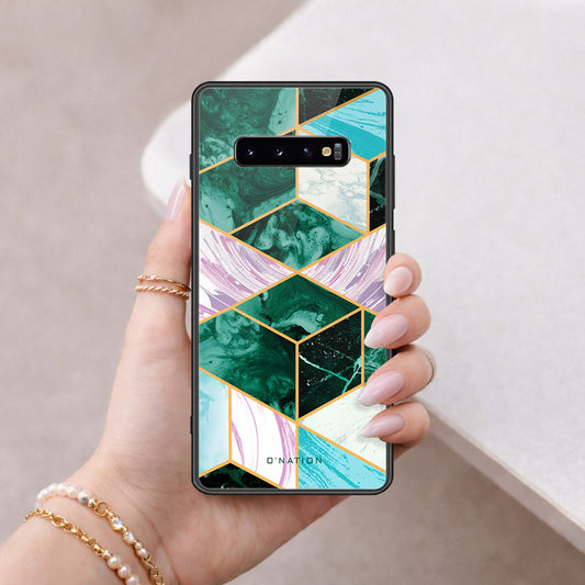 Samsung Galaxy S10 Plus Cover - O'Nation Shades of Marble Series - HQ Ultra Shine Premium Infinity Glass Soft Silicon Borders Case
