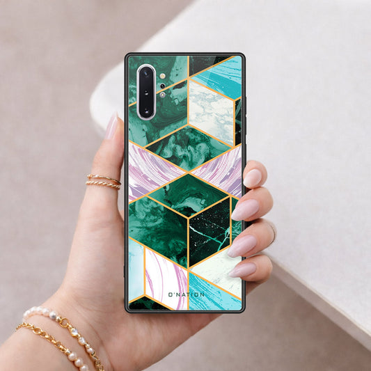 Samsung Galaxy Note 10 Plus Cover - O'Nation Shades of Marble Series - HQ Ultra Shine Premium Infinity Glass Soft Silicon Borders Case