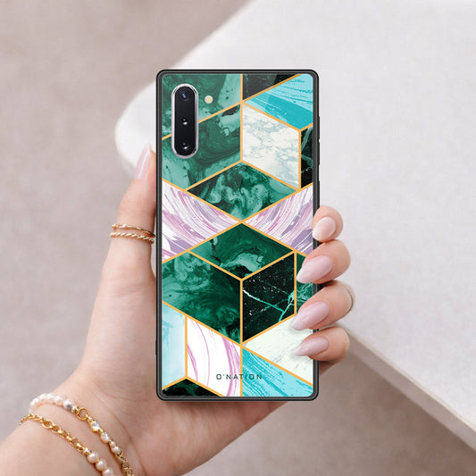 Samsung Galaxy Note 10 Cover - O'Nation Shades of Marble Series - HQ Ultra Shine Premium Infinity Glass Soft Silicon Borders Case