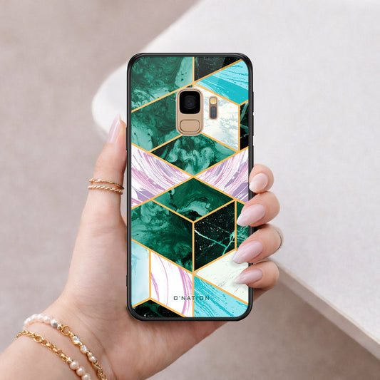 Samsung Galaxy S9 Cover - O'Nation Shades of Marble Series - HQ Ultra Shine Premium Infinity Glass Soft Silicon Borders Case
