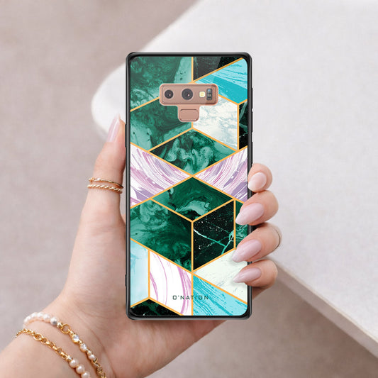 Samsung Galaxy Note 9 Cover - O'Nation Shades of Marble Series - HQ Ultra Shine Premium Infinity Glass Soft Silicon Borders Case