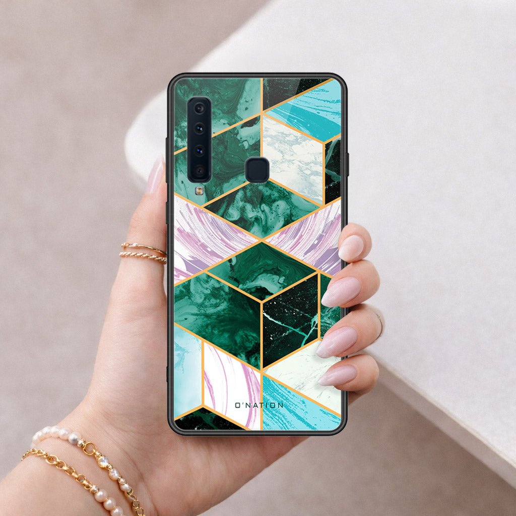 Samsung Galaxy A9s Cover - O'Nation Shades of Marble Series - HQ Ultra Shine Premium Infinity Glass Soft Silicon Borders Case