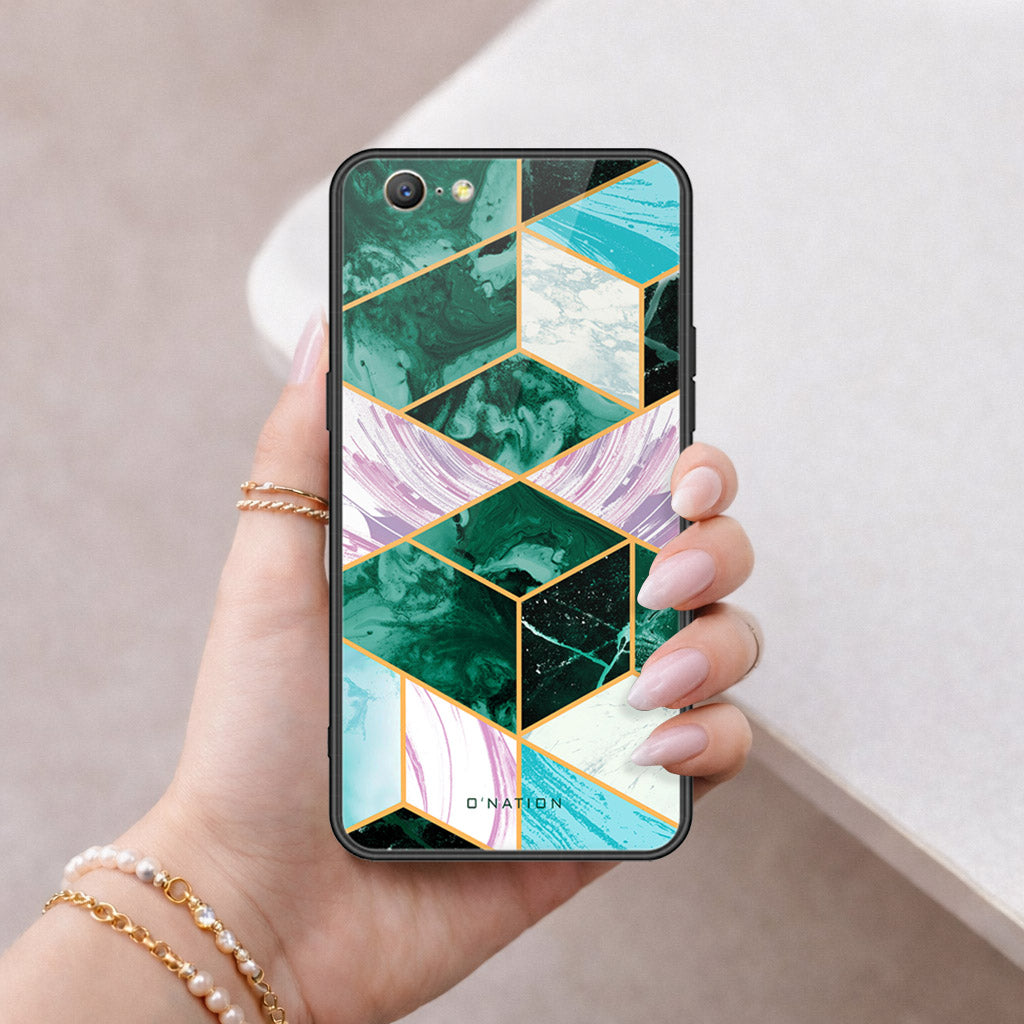 Oppo A39 Cover - O'Nation Shades of Marble Series - HQ Ultra Shine Premium Infinity Glass Soft Silicon Borders Case