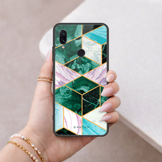 Xiaomi Redmi Note 7 Cover - O'Nation Shades of Marble Series - HQ Ultra Shine Premium Infinity Glass Soft Silicon Borders Case