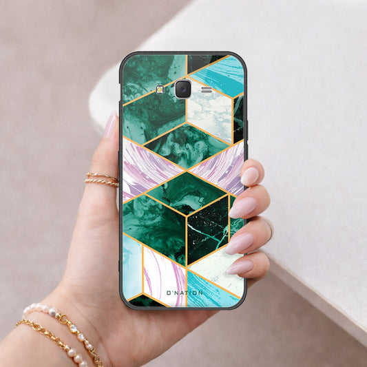 Samsung Galaxy J7 2015 Cover - O'Nation Shades of Marble Series - HQ Ultra Shine Premium Infinity Glass Soft Silicon Borders Case