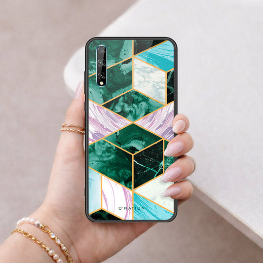 Huawei Y8p Cover - O'Nation Shades of Marble Series - HQ Ultra Shine Premium Infinity Glass Soft Silicon Borders Case