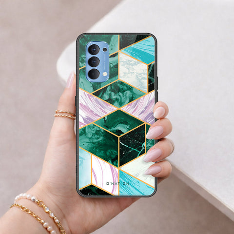 Oppo Reno 4 Cover - O'Nation Shades of Marble Series - HQ Ultra Shine Premium Infinity Glass Soft Silicon Borders Case