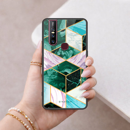 Vivo V15 Cover - O'Nation Shades of Marble Series - HQ Ultra Shine Premium Infinity Glass Soft Silicon Borders Case