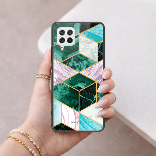 Samsung Galaxy M22 Cover - O'Nation Shades of Marble Series - HQ Ultra Shine Premium Infinity Glass Soft Silicon Borders Case