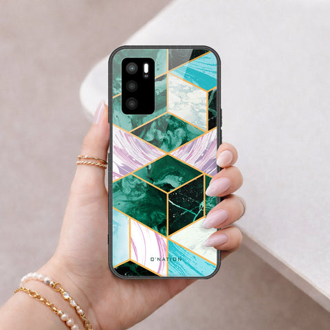 Oppo A16 Cover - O'Nation Shades of Marble Series - HQ Ultra Shine Premium Infinity Glass Soft Silicon Borders Case
