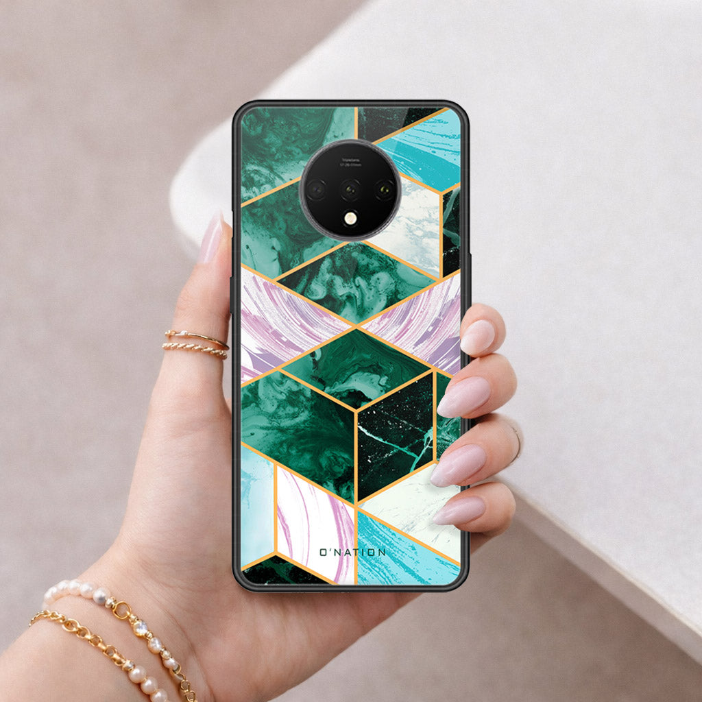 OnePlus 7T Cover - O'Nation Shades of Marble Series - HQ Ultra Shine Premium Infinity Glass Soft Silicon Borders Case