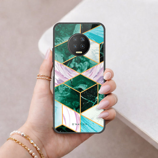 Infinix Note 7 Cover - O'Nation Shades of Marble Series - HQ Ultra Shine Premium Infinity Glass Soft Silicon Borders Case