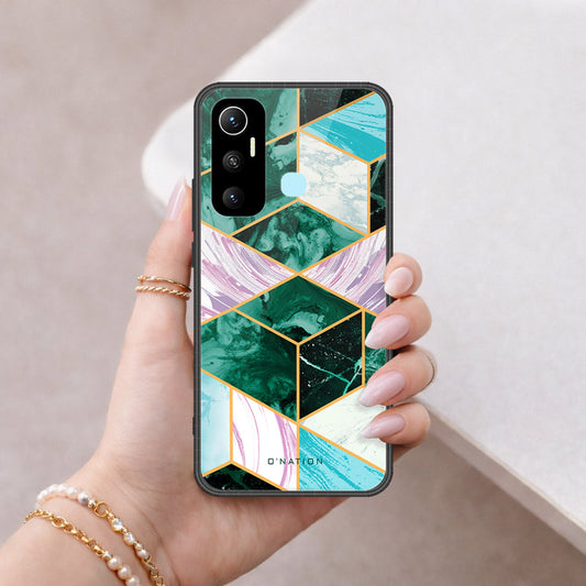 Infinix Hot 11 Cover - O'Nation Shades of Marble Series - HQ Ultra Shine Premium Infinity Glass Soft Silicon Borders Case