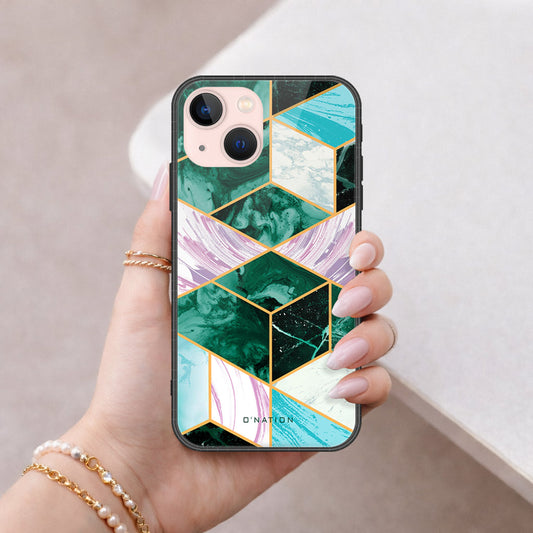 iPhone 14 - O'Nation Shades of Marble Series - HQ Ultra Shine Premium Infinity Glass Soft Silicon Borders Case