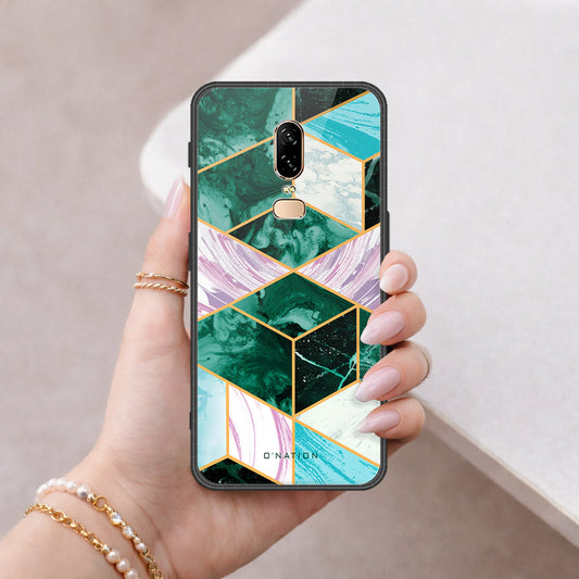 OnePlus 6 Cover - O'Nation Shades of Marble Series - HQ Ultra Shine Premium Infinity Glass Soft Silicon Borders Case