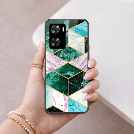 Oppo A57 4G 2022 Cover - O'Nation Shades of Marble Series - HQ Ultra Shine Premium Infinity Glass Soft Silicon Borders Case