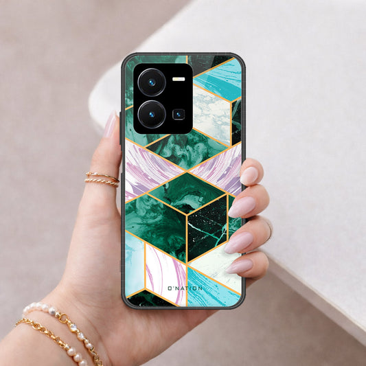 Vivo Y35 4G Cover - O'Nation Shades of Marble Series - HQ Ultra Shine Premium Infinity Glass Soft Silicon Borders Case