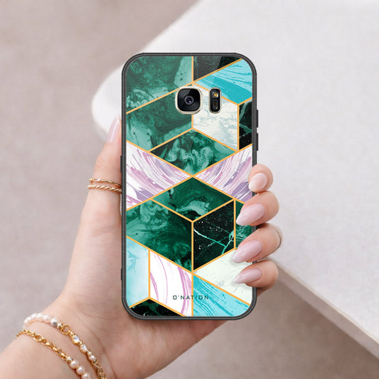 Samsung Galaxy S7 Cover - O'Nation Shades of Marble Series - HQ Ultra Shine Premium Infinity Glass Soft Silicon Borders Case